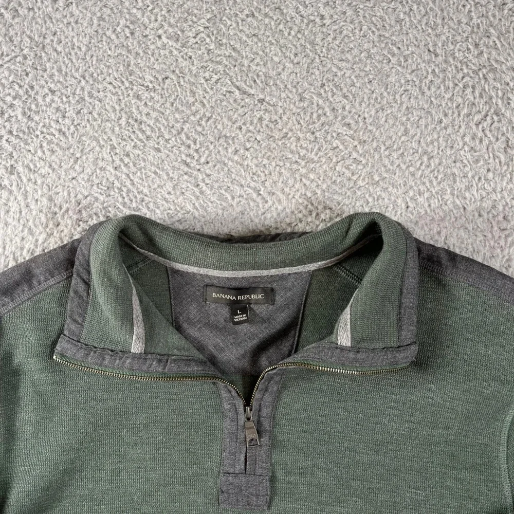 Banana‎ Republic Mens Green Quarter Zip Pullover Sweater Size Large